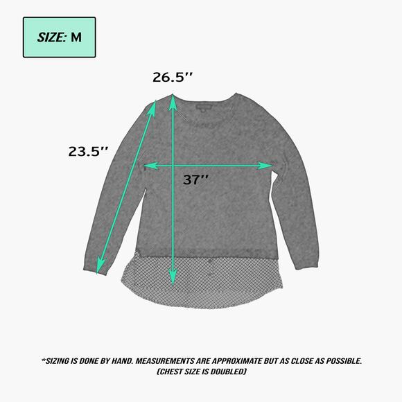 ADRIANNA PAPELL Twofer Sweater And Diamond Plaid Shirttail (Black | Size M) - Picture 8 of 8